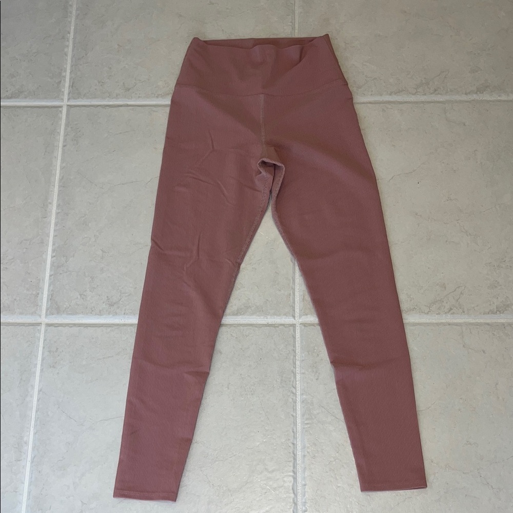 Beach Riot High-Waisted Ribbed Mauve Leggings